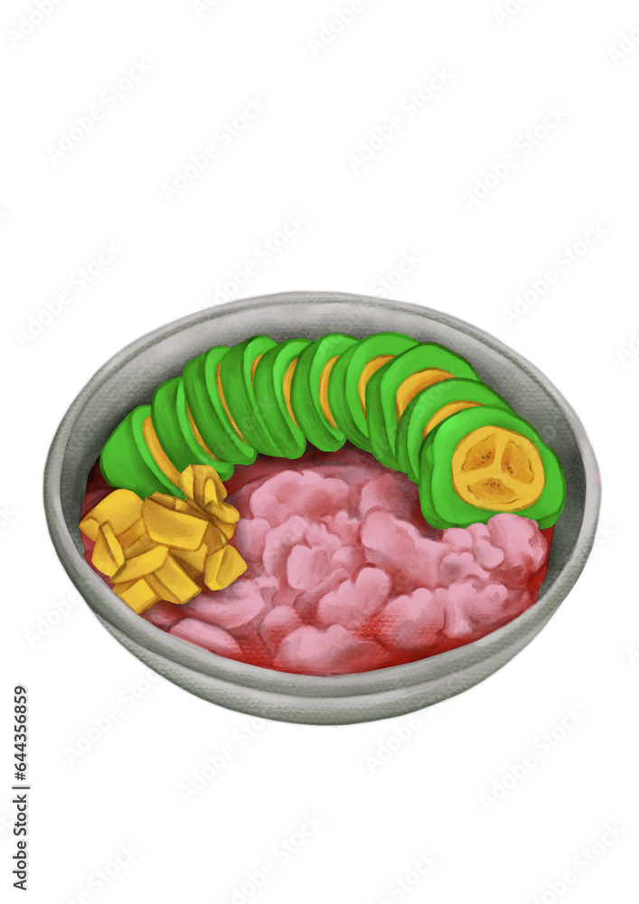 Es Pisang Ijo - Indonesian Dessert Illustration Es Pisang Ijo - Indonesian Dessert Illustration