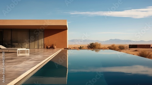 Desert Oasis: A Modern Pool Amidst Arid Beauty. Generative AI 3 © NormanBalberan