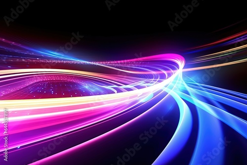 abstract futuristic background with pink blue glowing neon moving high speed wave lines and bokeh lights. Data transfer concept Fantastic wallpaper