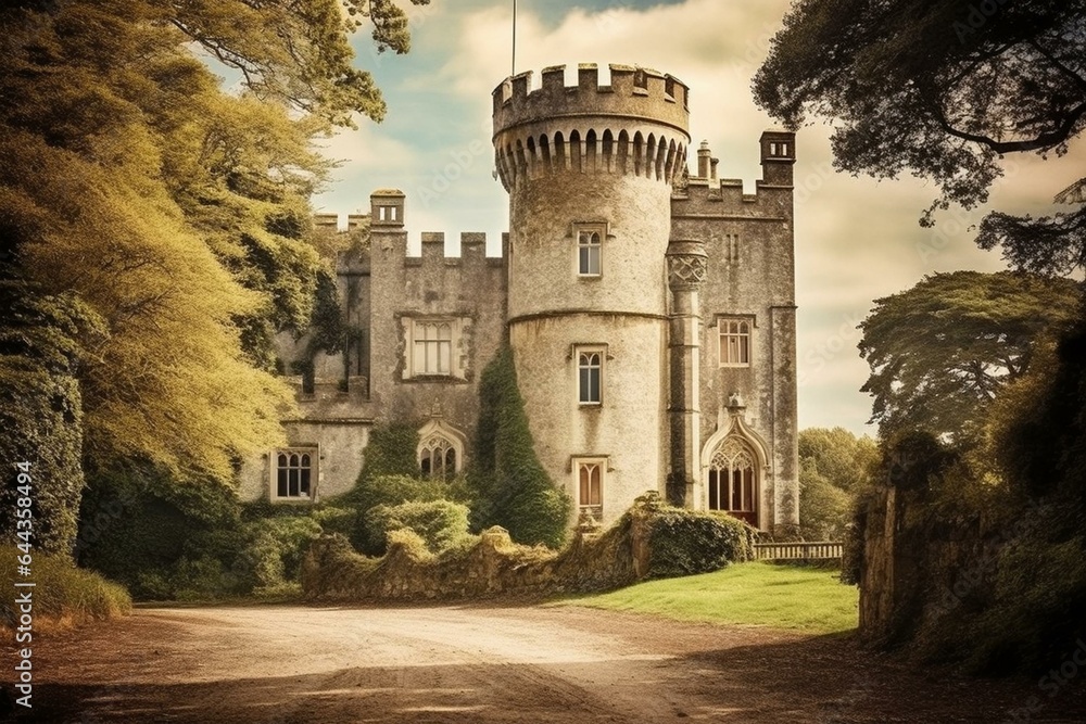 Historic Malahide Castle located in Ireland. Generative AI