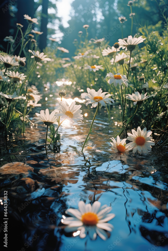daisies in the water, ai generated. daisies in the water, ai generated.