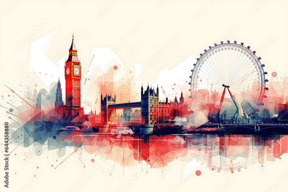 Abstract london illustration art background - obrazy, fototapety, plakaty 