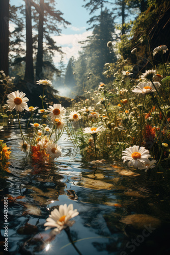 daisies in the water, ai generated. © Rainbow Kuma