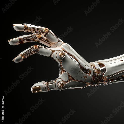 Robot hand reaching gesture or holding object. Made with generative ai