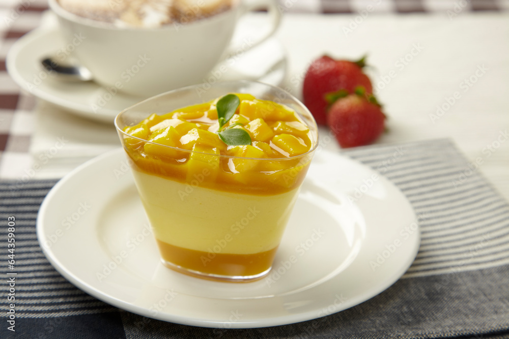dessert with cream and mango dessert with cream and mango