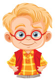 Cute nerdy boy cartoon character