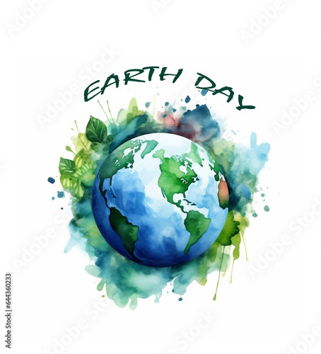 Save the Earth concept. Happy Earth Day, 22 April watercolor painting  style , Earth day eco friendly design concept, World environment and earth day concept, photo