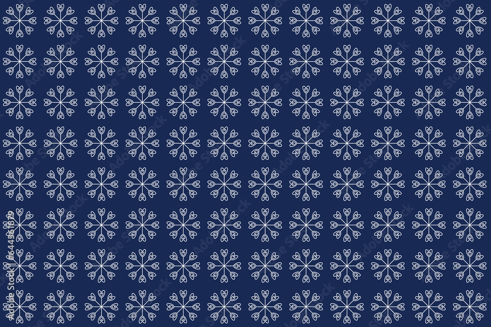Seamless simple vector pattern with white snowflakes on blue background for bedclothes clothes card wrapping paper textile card wallpaper Design nappking tablecloth Winter New Year Christmas Holiday