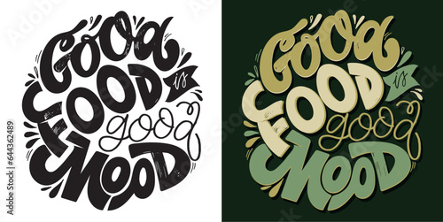 Inspirational quote hand drawn doodle lettering about food. Modern calligraphy. Brush painted letters, vector