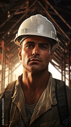 A man wearing a hard hat and overalls