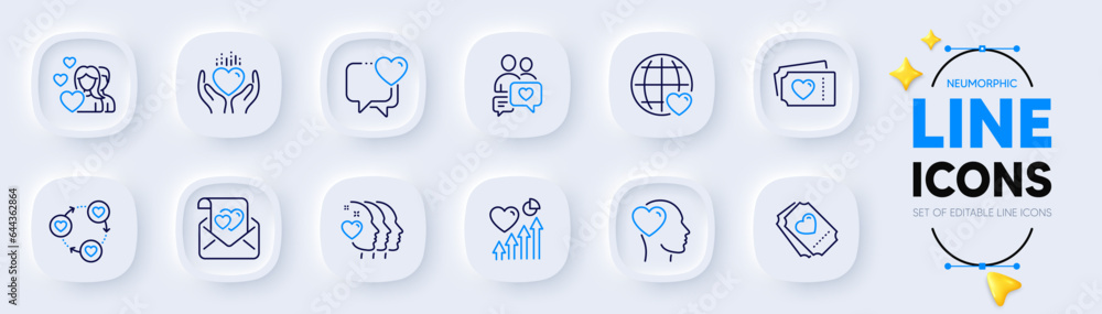 International love, Friend and Love tickets line icons for web app. Pack of Couple, Friends community, Heart pictogram icons. Heart beat, Friends couple, Dating chat signs. Internet dating. Vector International love, Friend and Love tickets line icons for web app. Pack of Couple, Friends community, Heart pictogram icons. Heart beat, Friends couple, Dating chat signs. Internet dating. Vector