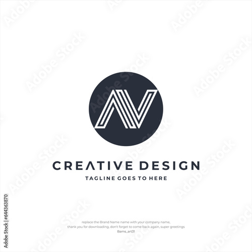 Free Download initial letters AV round linked chain shape lowercase logo modern design white black background - GFXLoad