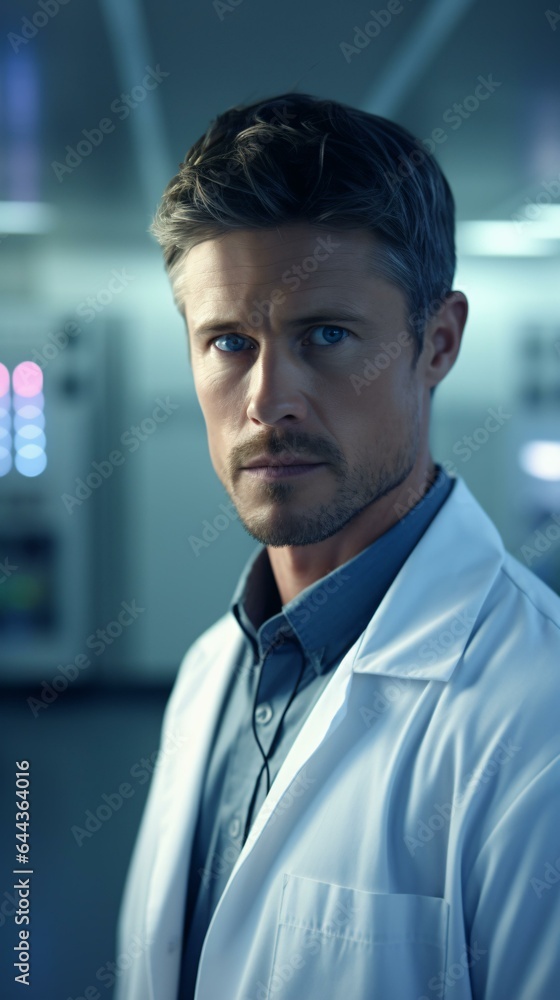 A scientist working with a machine in a laboratory A scientist working with a machine in a laboratory