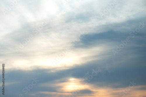Panorama of morning sunrise with beautiful blue cloudy sky.