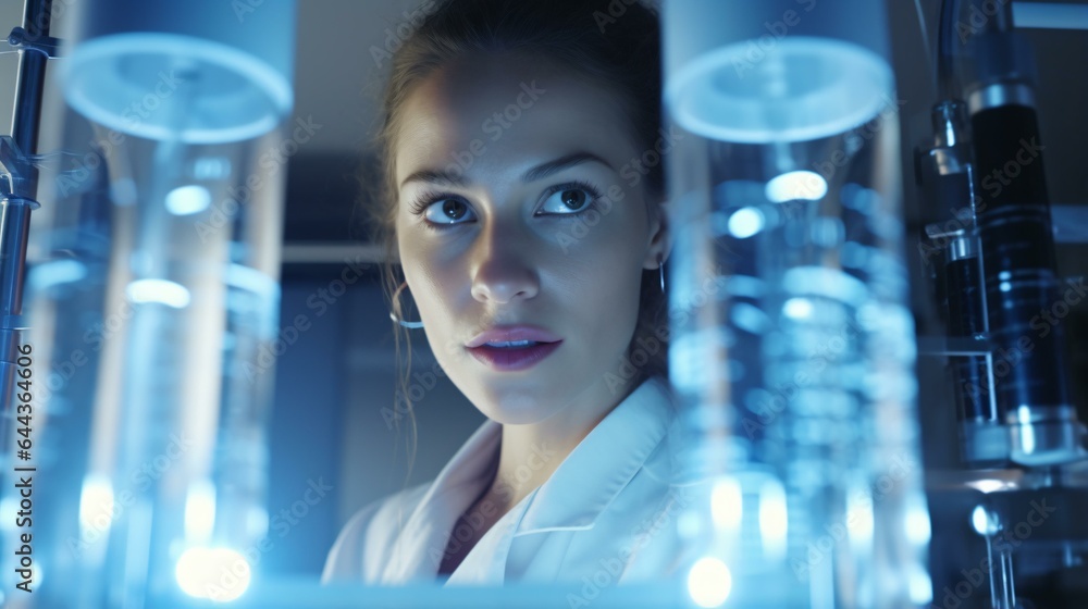 A woman scientist conducting research in a laboratory A woman scientist conducting research in a laboratory