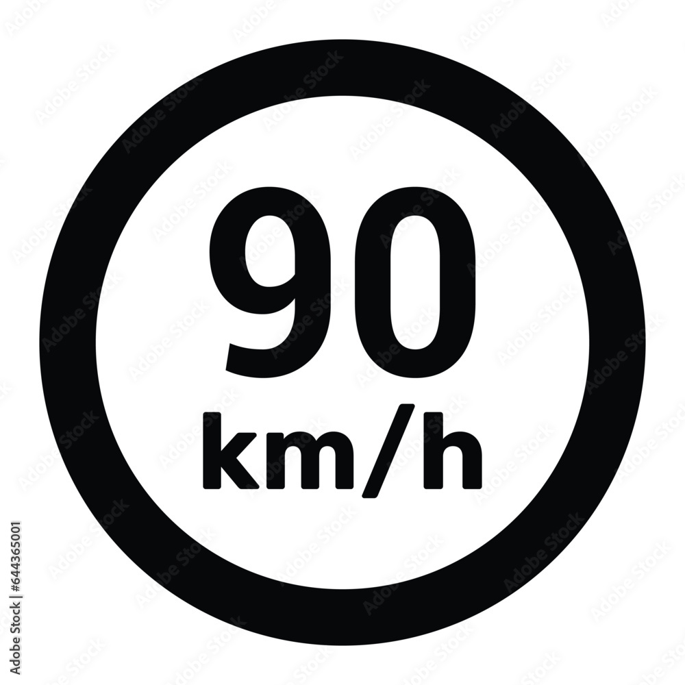 Speed limit sign 90 km h icon vector illustration Speed limit sign 90 km h icon vector illustration