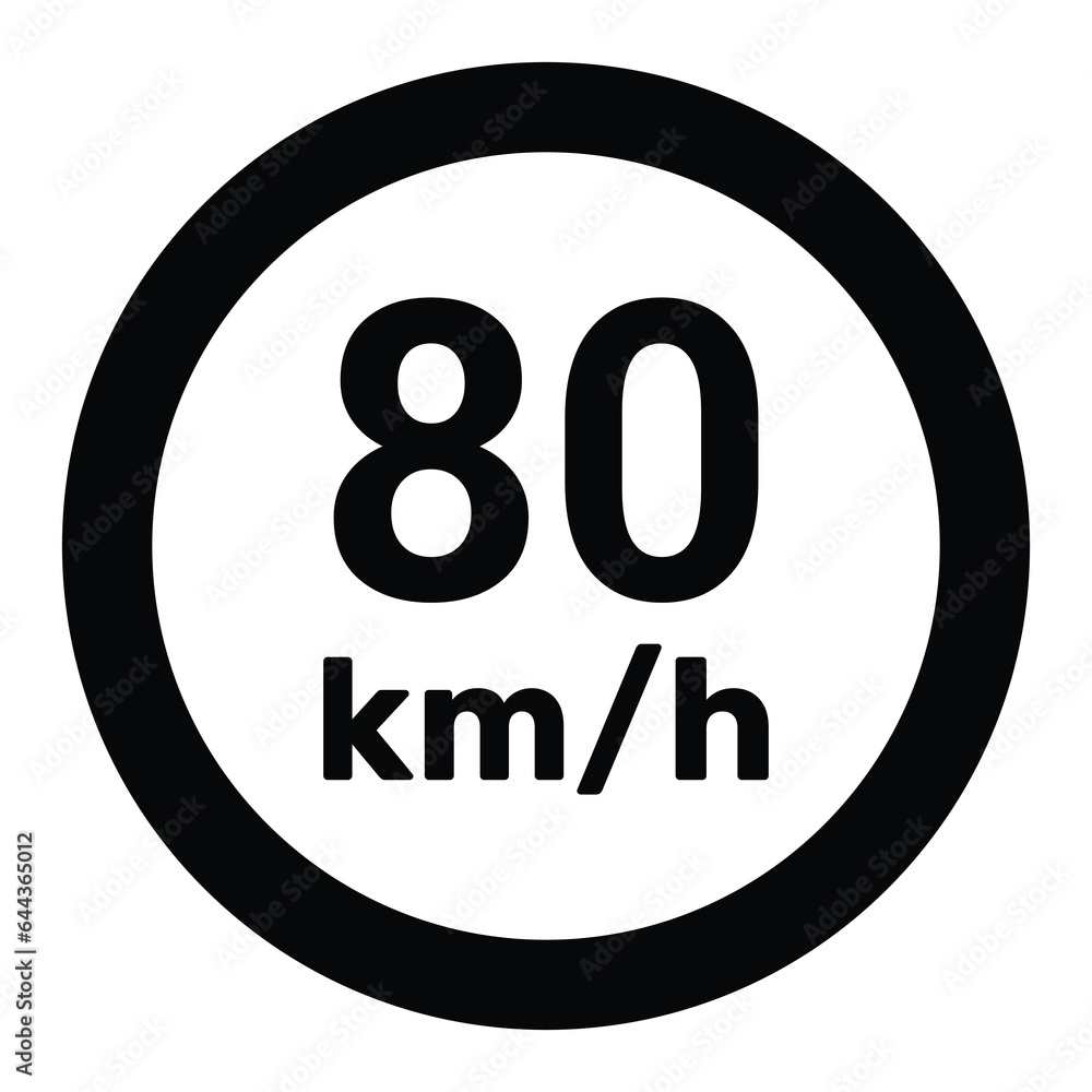 Speed limit sign 80 km h icon vector illustration Speed limit sign 80 km h icon vector illustration