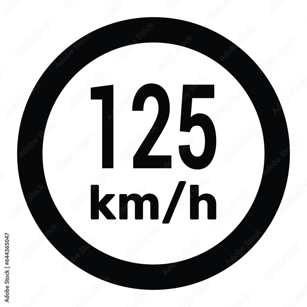 Speed limit sign 125 km h icon vector illustration Speed limit sign 125 km h icon vector illustration