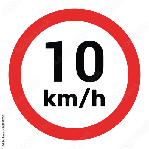Speed limit sign 10 km h icon vector illustration