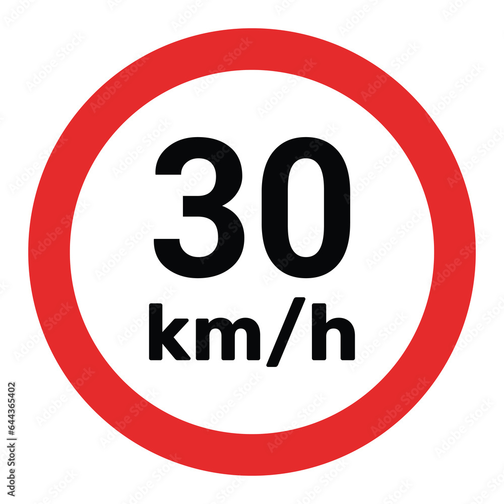 Speed limit sign 30 km h icon vector illustration