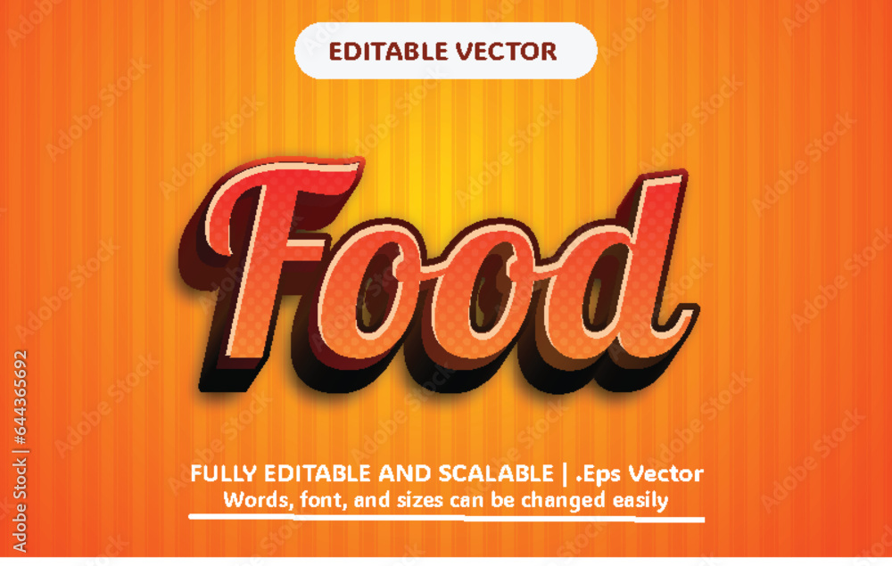 Vector food editable 3d text effect