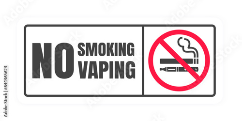 No smoking no vaping sign. Forbidden sign icon isolated on white background vector illustration. Cigarette, vape and smoke and in prohibition circle.