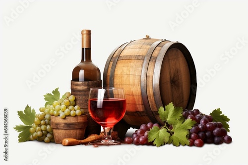 Image of wine and beer barrels on transparent background. Generative AI