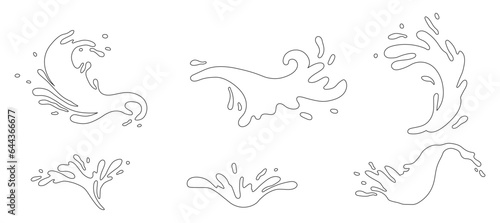 Water and juice splash liquide. Vector Illustration. A drop black, distilled representation of liquid form A dripped droplet, solitary figure in dance of water A spill shape, abstract art formed by
