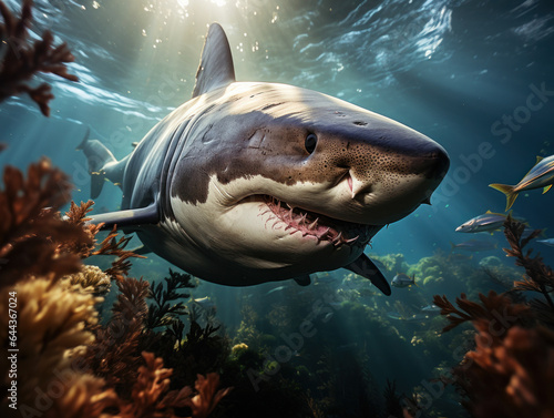 Shark in its Natural Habitat, Wildlife Photography, Generative AI © Vig