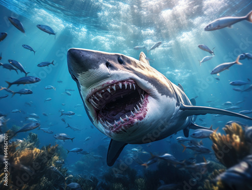Shark in its Natural Habitat, Wildlife Photography, Generative AI