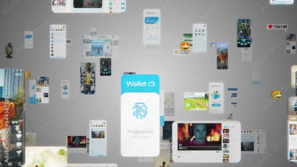 Animated Virtual Background with Social Networks Interconnected by Internet Into Worldwide Web. Internet of Things Concept with Videos, Avatars, Media Profiles Flowing in Online Information Space Animated Virtual Background with Social Networks Interconnected by Internet Into Worldwide Web. Internet of Things Concept with Videos, Avatars, Media Profiles Flowing in Online Information Space