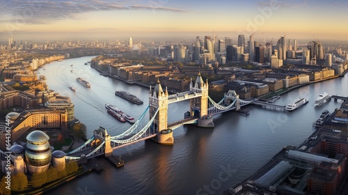 An aerial view of the Tower Bridge in London, generated by AI
