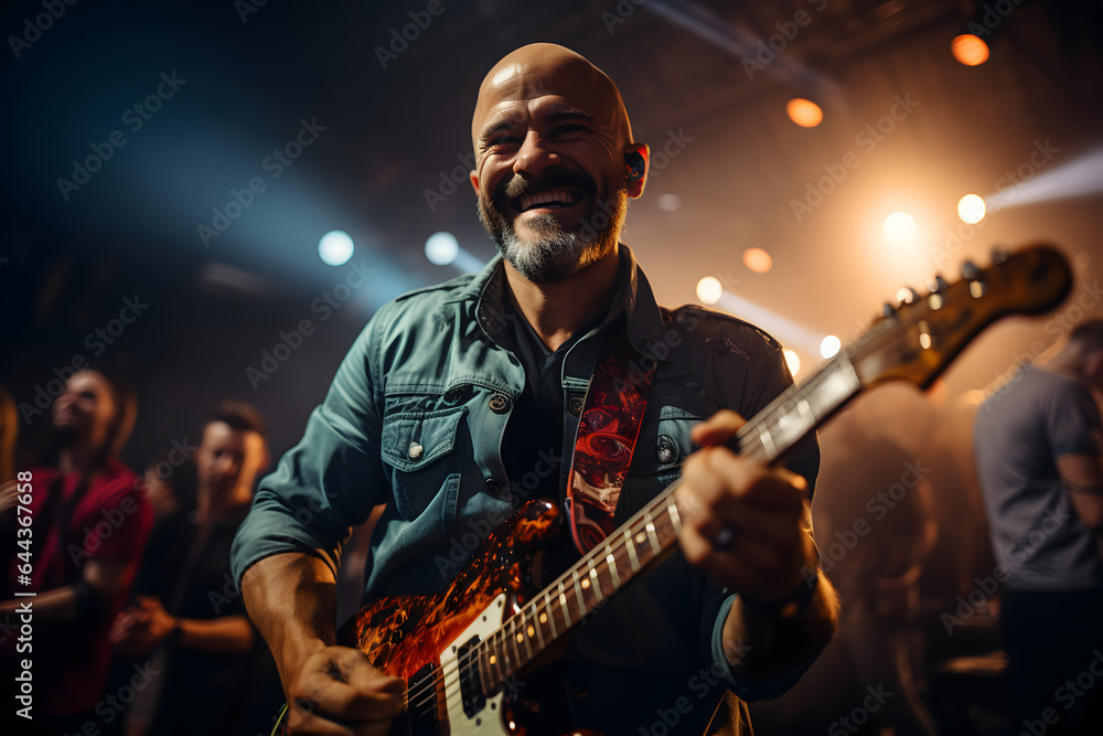 Obraz premium rock band playing guitar