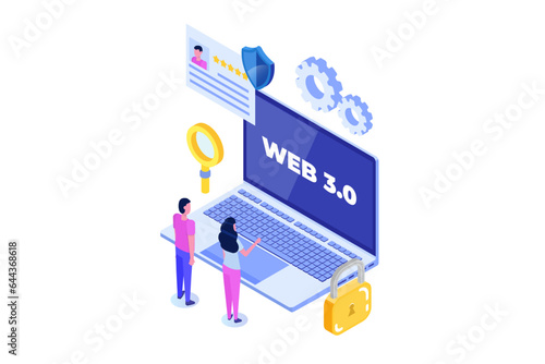 Web 3.0 concept. Isometric vector illustration for banner, website, landing page, flyer.
