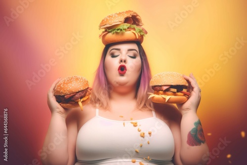 Fat woman burger. Generate Ai
