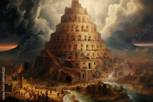 ancient tower of babel. Generative AI