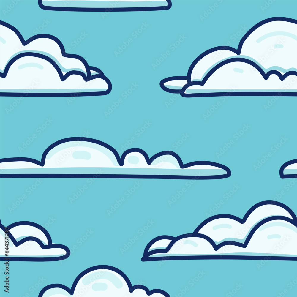 Simple cute pattern with clouds in sky for textile. Seamless pattern for children room. Cartoon style. Vector Simple cute pattern with clouds in sky for textile. Seamless pattern for children room. Cartoon style. Vector