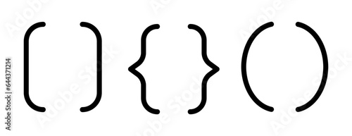Bracket parenthesis, text brackets, braces, quote, banner icon set