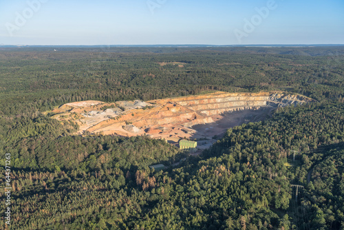 Germany, Saxony-Anhalt, Aerial view of graywacke quarry in Harz photo