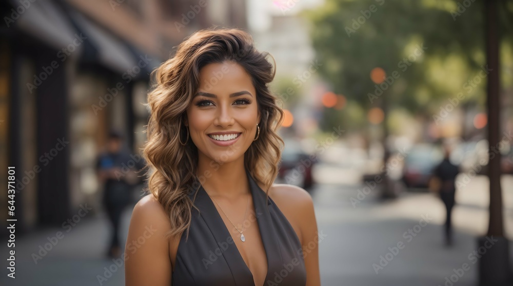 Portrait of Business woman in America street smiling