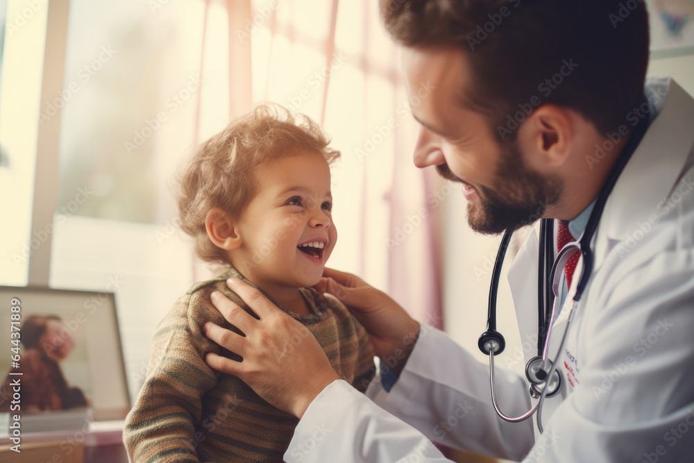 Pediatrician caring for young child Pediatrician caring for young child