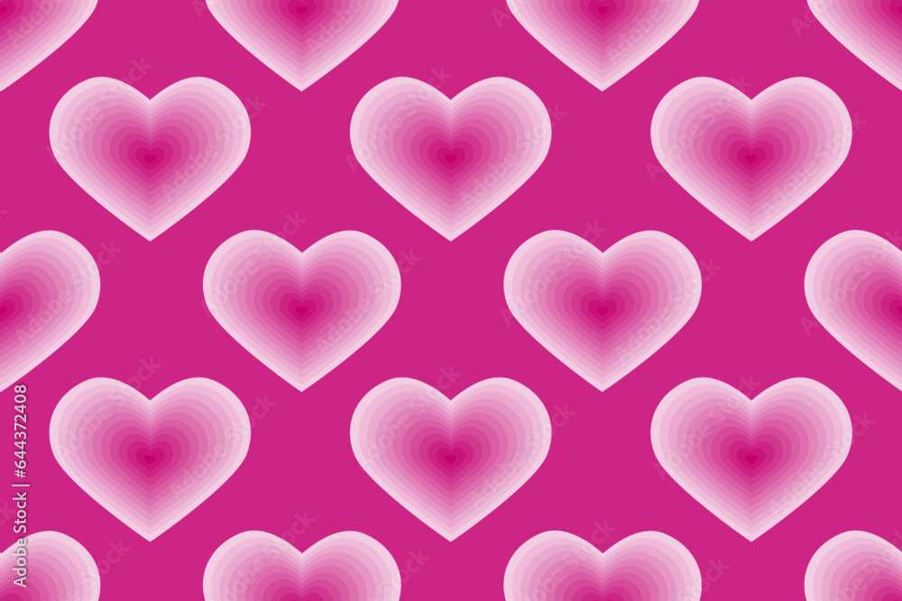 Pink Gradient Hearts Seamless Pattern. Valentines Day and Love Greeting Card. Editable stroke texture Pink Gradient Hearts Seamless Pattern. Valentines Day and Love Greeting Card. Editable stroke texture