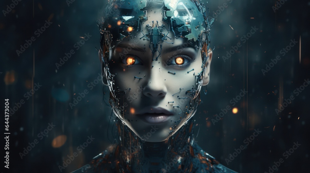 humanoid robot data network connection background. Generative Ai. humanoid robot data network connection background. Generative Ai.