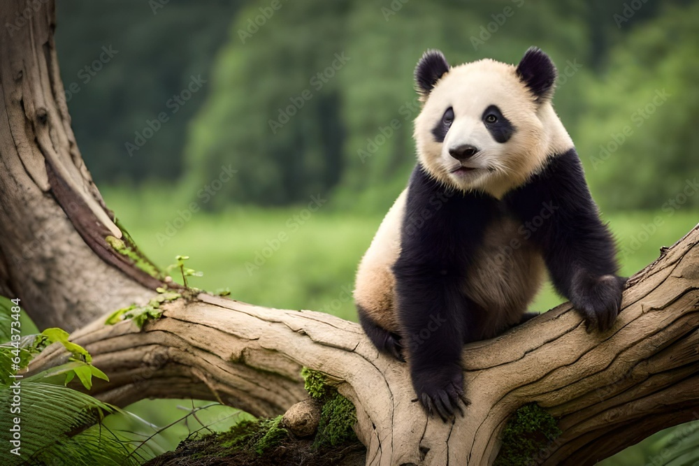 Fototapeta premium panda eating bamboo