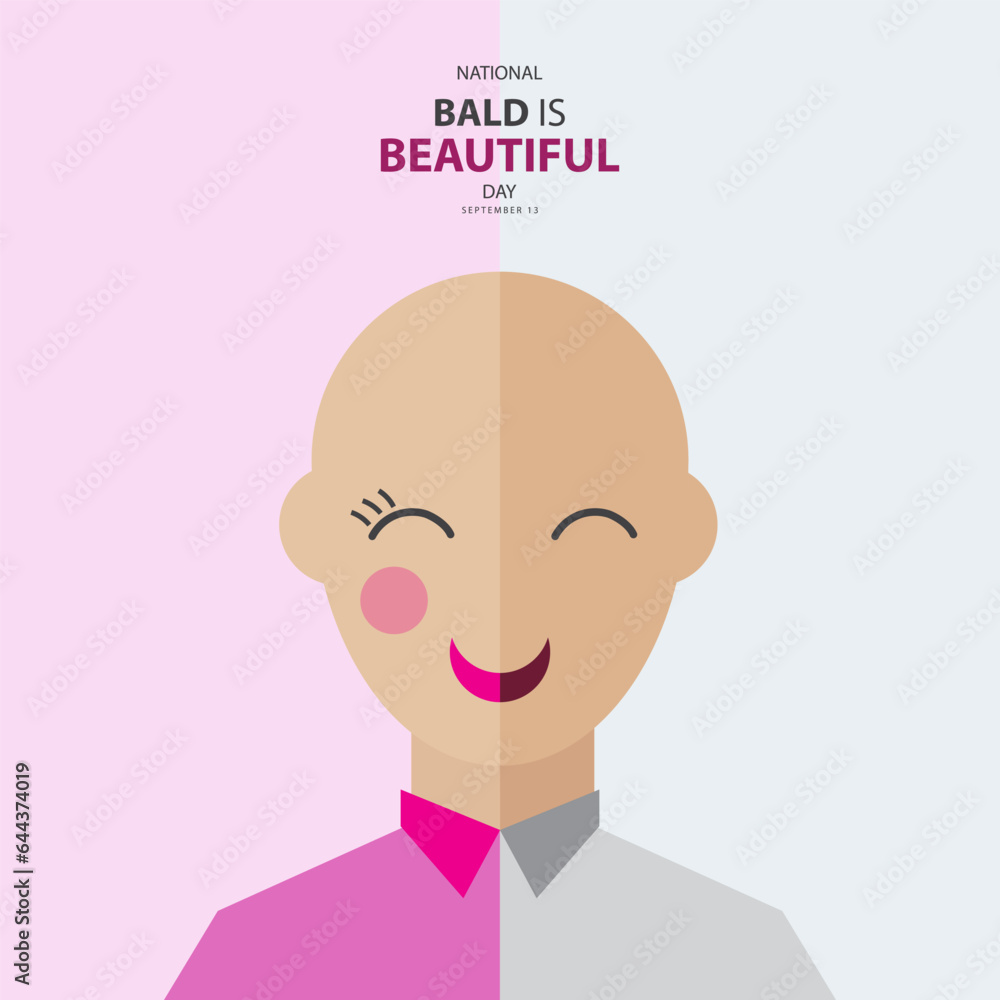 National Bald Is Beautiful Day on september 13, with concept vector illustration bald women and men and text isolated on abstract background for celebrate National Bald is Beautiful Day. National Bald Is Beautiful Day on september 13, with concept vector illustration bald women and men and text isolated on abstract background for celebrate National Bald is Beautiful Day.