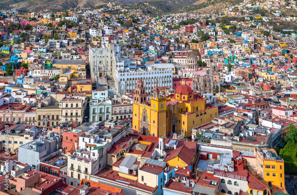 Panoramic view of Guanajuato, Mexico. UNESCO World Heritage Site..
