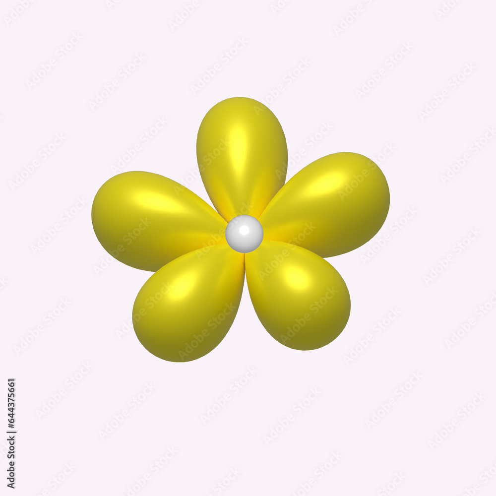 Cute golden flowers on a white background, 3D render illustration. 3d flowers. Cute golden flowers on a white background, 3D render illustration. 3d flowers.