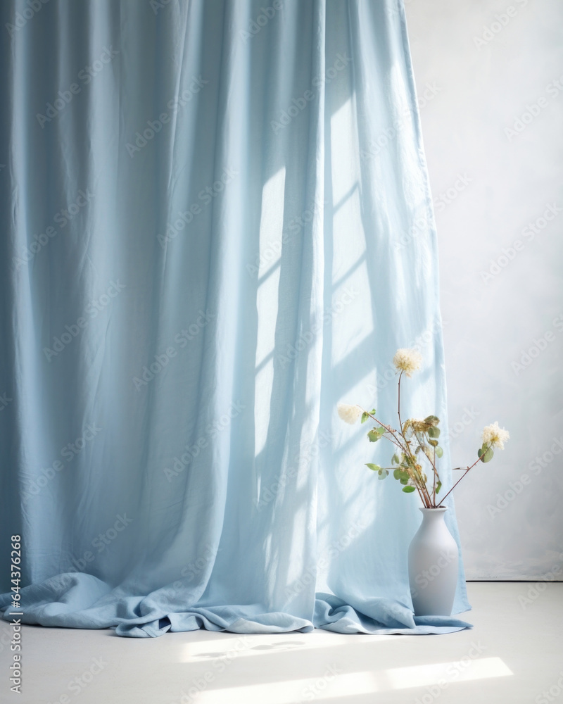 A subtle minimalist backdrop boasting a cooltoned blue color. The natural light pouring in from the window casts intricate shadows, enhancing the threedimensional effect. The soft texture A subtle minimalist backdrop boasting a cooltoned blue color. The natural light pouring in from the window casts intricate shadows, enhancing the threedimensional effect. The soft texture