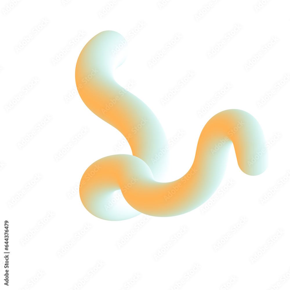 3D Gradient Squiggly Line Shape 3D Gradient Squiggly Line Shape