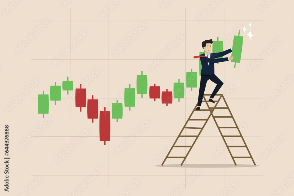 Technical analysis to analyze the movement of stock or cryptocurrency market data, trend analysis, buy and sell indicator chart concept, businessman trader analyzing candlestick charts. Technical analysis to analyze the movement of stock or cryptocurrency market data, trend analysis, buy and sell indicator chart concept, businessman trader analyzing candlestick charts.